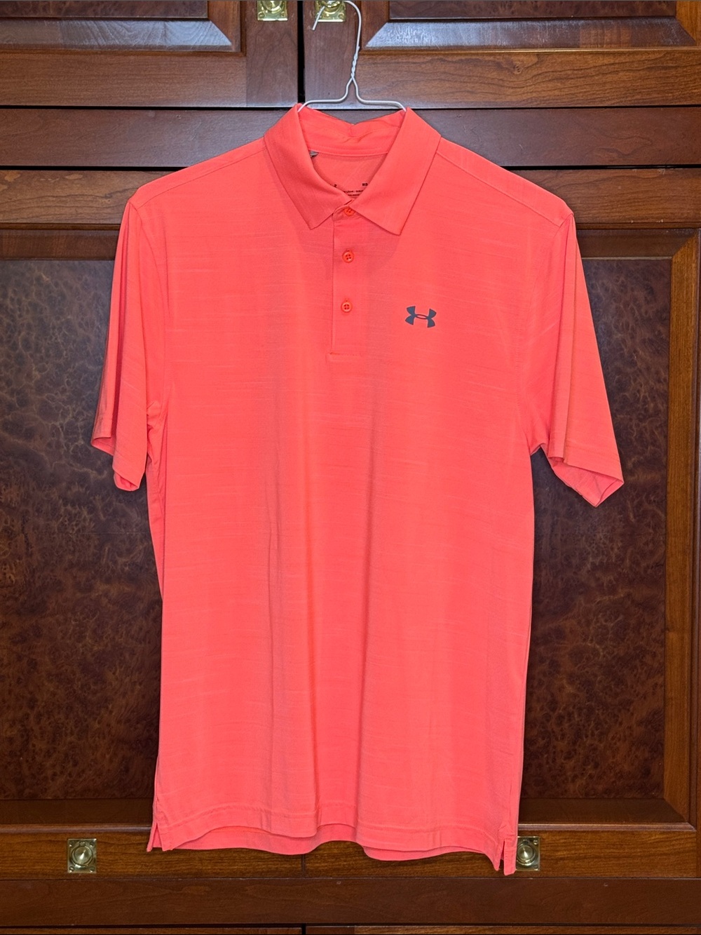 Under Armour Men’s Coral bright orange space dye heather Performance Polo size m